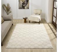 Desire Rugs Isabella Living Room Area Rugs - Embossed Imperial Trellis Design in Cream | Size: 160 cm x 230 cm Desire Rugs Cream 160 cm x 230 cm