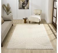 Isabella Living Room Area Rugs - Embossed Mazia Arch Lines Design Desire Rugs Cream 200cm x 290cm