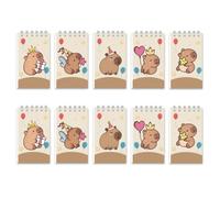 ISABELLA MOON 10 Pack Pocket Notebook Small Spiral 10 * 6CM Mini Notepad Princess Kids Colorful Memo Bulk Wired Lined for School Office Supplies Birthday Party Bag Fillers (10, Capybara)