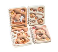 ISABELLA MOON 4PCS cute unicorn bus Notebook Wirebound Small Mini Pocket Journal Diary for Girls Boys Kids Gift Spiral bound A7 Lined Notebook Writing Drawing Notepad (Capybara)