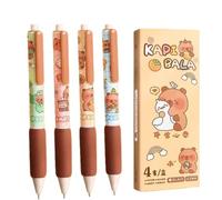 ISABELLA MOON 4PCS sth toy cute Gel Pen Liquid Ink Rollerball Retractable Quick Drying Extra Fine Ballpoint Premium 0.5mm Marker for Office School Stationery Supply Black (Capybara 4pcs)