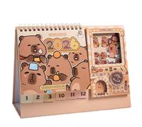 ISABELLA MOON Capybara Desk Calendar 2026,Standing Flip Desktop Calendar from Jan 2026 to Dec 2026 - Metal Ring Twin-Wire Binding Monthly for Home Office School kid with Gashapon (Capybara)