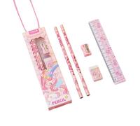 ISABELLA MOON Capybara dog Stationery Set, School Stationery Set Include 2 Pencils, Ruler, Eraser and Pencil Sharpener, Birthday Gifts for Girls and Boys back to school (Unicorn)