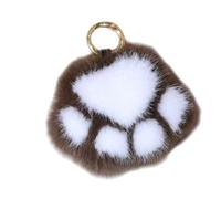 ISABELLA MOON Cute Avocado cat paws panda Plush Keychain, Fluffy faux fur Decorative Key Ring Accessory for Women's Bags, Backpack and Purses (Brown)