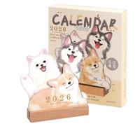 ISABELLA MOON Desk Calendars,2026 Pet Theme Offices Calendar | Academic Planner with Wooden Base Puppy Kitten Design Organization for Daily Work School Teacher Kids Family Home Class Offices (Dog)