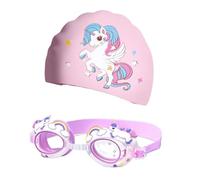 ISABELLA MOON Kids Swimming Goggles Safe Soft Silicone Cap Hat Anti-Fog Waterproof No Leaking Crystal Clear Swim Goggles Spider for Kids Children and Teens Age 3-15 (Unicorn)