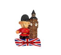 ISABELLA MOON London 3D Metal Fridge Magnet London Eye Tower Bridge Big Ben Westminster Abbey Royal Guard Telephone Box Double Decker Bus England UK British Souvenir Gift (Bear)