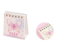 ISABELLA MOON Mini Desk Calendar 2026,Standing Flip Desktop Calendar from Jan 2026 to Dec 2026 - Metal Ring Twin-Wire Binding Monthly Desktop Calendar for Home Office School kid (Butterfly)