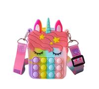 ISABELLA MOON Unicorn Sensory Pop Bag Girls Shoulder Bag, Silicone Pop Fidget Toy Bag Poppet Handbag Purse Push Bubble Messenger Bag Anxiety Stress Relief for Children, Girls (Unicorn Rainbow Pop Bag)