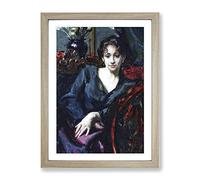 Isabella Stewart Gardner By John Singer Sargent Classic Painting Framed Print | A2 Oak Framed Wall Art | Ready to Hang | Classic Historical Picture | Living Room Bedroom Lounge Office