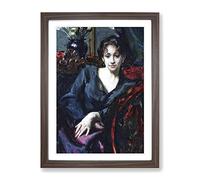 Isabella Stewart Gardner By John Singer Sargent Classic Painting Framed Print | A3 Walnut Framed Wall Art | Ready to Hang | Classic Historical Picture | Living Room Bedroom Lounge Office