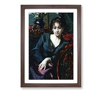 Isabella Stewart Gardner by John Singer Sargent Framed Print | A2 Walnut Framed Wall Art | Ready to Hang | Modern Nature Picture | Living Room Bedroom Lounge Office