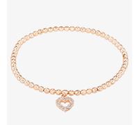 Isabella Verona Rose Gold Tone Beaded 19cm Open Heart Elastic Bracelet SBETSRL17Y-HRT-R (LRG)