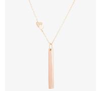 Isabella Verona Rose Gold tone Heart Station Bar Pendant NES-974-3