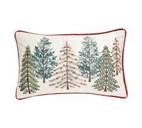 ISAENNE Design Lumbar Classic Chrismas Style Throw Pillow Covers 12"x20", Green Soft Velvet Cushion Cover with Xmas Trees Pattern Decor Pillowcases for Bed,Living Room,Outdoor,Car