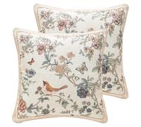 ISAENNE Designer Linen Throw Pillow Cover,Set of 2,18"x18"-Cornucopia A