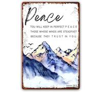 Isaiah 26:3 Metal Tin Sign You Will Keep In Perfect Peace Those Whose Minds Are Steadfast, Scripture Wall Artwork Prints Contemporary Modern Decor For Living Room Metal Tin Sign 6x8 Inch
