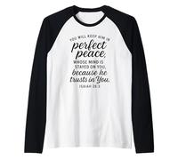 Isaiah 26:3 Perfect Peace Trust Scripture Bible Verse Prayer Raglan Baseball Tee