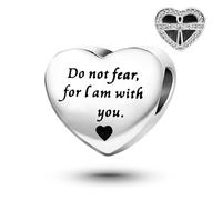 Isaiah 41:10 Do Not Fear for I Am with You Bible Verses Love Heart Charm fits Pandora Charms Bracelets Birthday Religion Bead Gift for Women