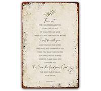 Isaiah 43 1-3 Metal Tin Sign Bible Verse Poster Fear Not for I Have Redeemed You Encouraging Baptism Gift Christian Print Painting Wall Pictures for Living Room 8x12 Inch