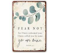 Isaiah 43:1 Tin Signs Scripture Wall Decor Bible Verse Art Fear Not for I Have Redeemed Called You By Name Poster Painting Kitchen 8"x12"