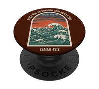 Isaiah 43 2 Christian Bible Verse Ocean Waves Boat Sea PopSockets Adhesive PopGrip