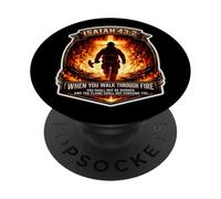 Isaiah 43 2 Firefighter Fire Prayer Bible Verse Jesus Cross PopSockets Adhesive PopGrip
