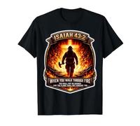 Isaiah 43 2 Firefighter Fire Prayer Bible Verse Jesus Cross Value Graphic T-Shirt, Men, Black, M