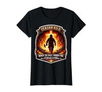Isaiah 43 2 Firefighter Fire Prayer Bible Verse Jesus Cross Value Graphic T-Shirt, Women, Black, M