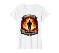 Isaiah 43 2 Firefighter Fire Prayer Bible Verse Jesus Cross Value Graphic T-Shirt, Women, White, XL