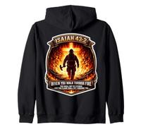 Isaiah 43 2 Firefighter Fire Prayer Bible Verse Jesus Cross Zip Hoodie