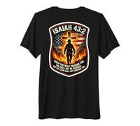 Isaiah 43 2 Firefighter Fire Prayer Patriot Flag Bible Verse Premium T-Shirt