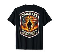 Isaiah 43 2 Firefighter Fire Prayer Patriot Flag Bible Verse T-Shirt