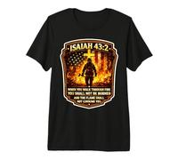 Isaiah 43 2 Firefighter Prayer American Flag Bible Verse Premium T-Shirt