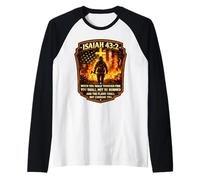 Isaiah 43 2 Firefighter Prayer American Flag Bible Verse Raglan Baseball Tee