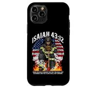 Isaiah 43 2 firefighter prayer fire patriot flag bible verse Case for iPhone 11 Pro
