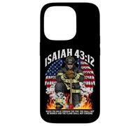 Isaiah 43 2 firefighter prayer fire patriot flag bible verse Case for iPhone 14 Pro