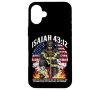 Isaiah 43 2 firefighter prayer fire patriot flag bible verse Case for iPhone 16 Plus