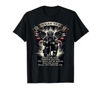 Isaiah 43 2 Firefighter Prayer fire Patriot Flag Bible Verse Value Graphic T-Shirt, Men, Black, M