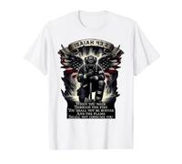 Isaiah 43 2 Firefighter Prayer fire Patriot Flag Bible Verse Value Graphic T-Shirt, Men, White, S