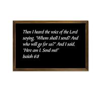 Isaiah 6:8 Then I Heard The Voice of The Lord Saying Framed Wood Sign Wall Plaque 12x8in Wooden Wall Sign with Bible Verse,Housewarming Gifts Farmhouse Bedroom Living Room Home Decor
