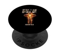 Isaiah 68 Here I Am Send Me Cross Christian Jesus PopSockets Adhesive PopGrip
