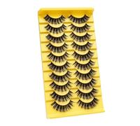 ISAKEN 10 Pairs Eyelashes False Mink Eyelashes Natural Eyelashes Soft False Mink Eyelashes D Curl Natural Volume Eyelashes Cluster Reusable Eyelash Set for Christmas, Cosplay, Costumes