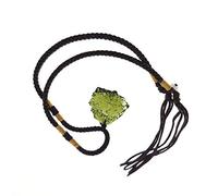 ISAKEN 100% Natural Moldavite Crystal Necklace Green Natural Crystals and Stones Irregular Stone PendantMeteorite Necklace with Rope .Gift for Family and Friends
