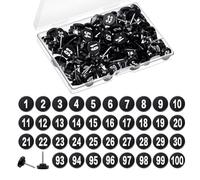ISAKEN 100 Pieces Numbered Push Pins Decorative Cork Board Pins Flat Plastic Thumbtacks with Number for Maps, Photographs, Poster Display