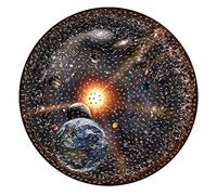 ISAKEN 1000 Pieces Round Jigsaw Puzzle, Universe Solar System Planet with Sun Earth DIY Puzzle Game Kids Adults Decompression Toys Home Decoration