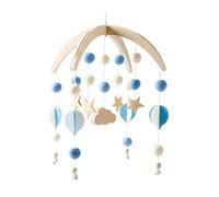 ISAKEN Baby Bed Mobile Wind Chime Baby Crib Mobile Wind Chime Boho Crib Mobile with Wool Balls Wooden Baby Mobile Mobile Crib Children's Room Hanging Bed Bell for Boys Girls
