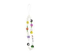 ISAKEN Beaded Phone Lanyard Wrist Straps Colorful Acrylic Smiley Face Mobile Phone Chain Anti-lost Phone Charm Bags Case Pendant Decoration Gift