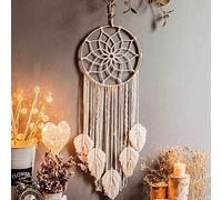 ISAKEN Boho Dream Catcher, Large White Macrame Dream Catcher, Wall Hanging, Bohemian Handmade Woven Dream Catcher with LED Light, Wall Decoration, Tapestry for Bedroom, Living Room Decoration