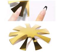 ISAKEN French Nails Edge Trimmer, Acrylic Nail Edge Trimmer, Edge Cutter Metal Stencil Cutter for Acrylic UV Polyacrylic Gel Modelling, French Smile Line Manicure Tool Set, Gold
